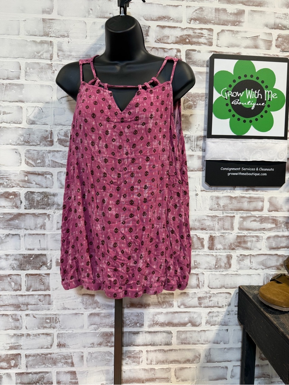 Women's Pink Floral Print Sleeveless Tank Top 2X
